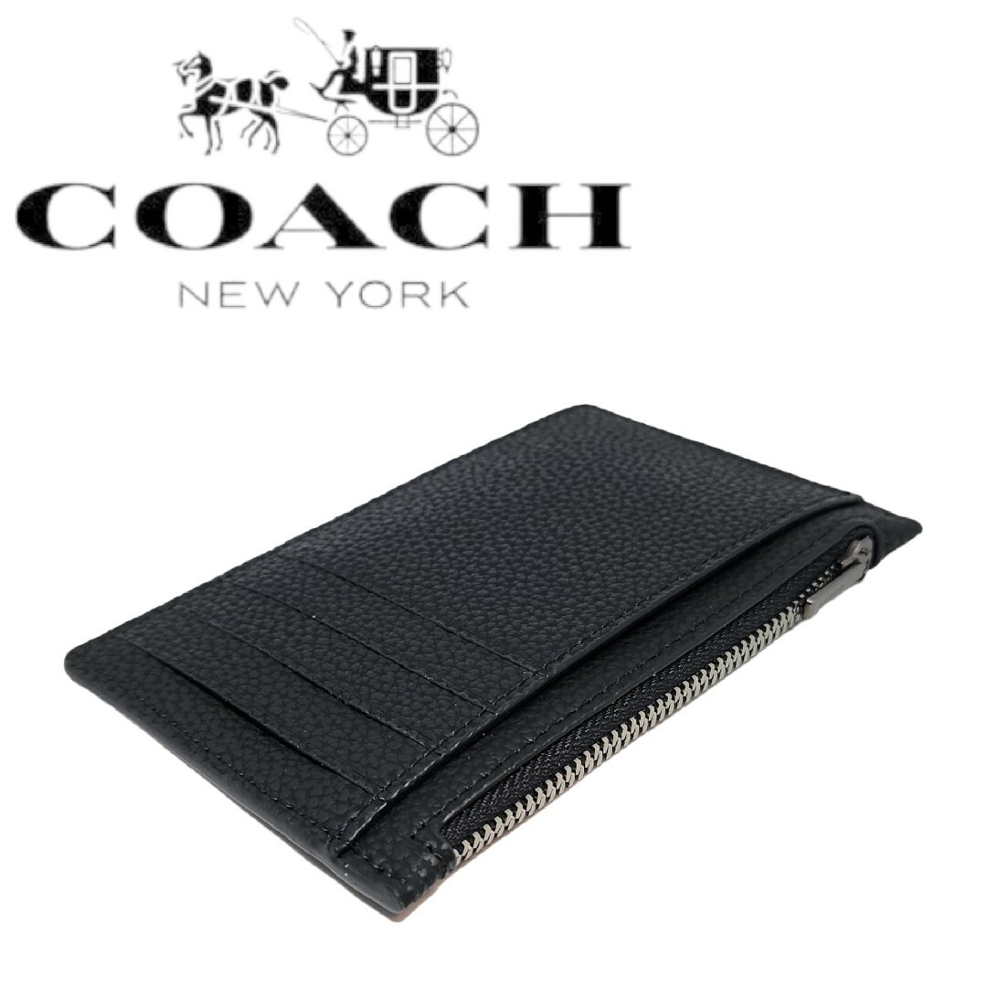 新品☆COACH(コーチ)ブラック レザー コインケース