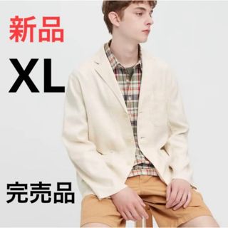 UNIQLO - 新品　ユニクロ　リネンブレンドジャケット　XLサイズ　オフ　ホワイト