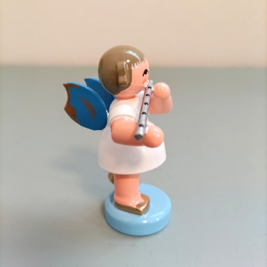 ドイツ　ミニチュア　フルートと天使　木工芸品　ドイツ雑貨　エンジェル　木製人形