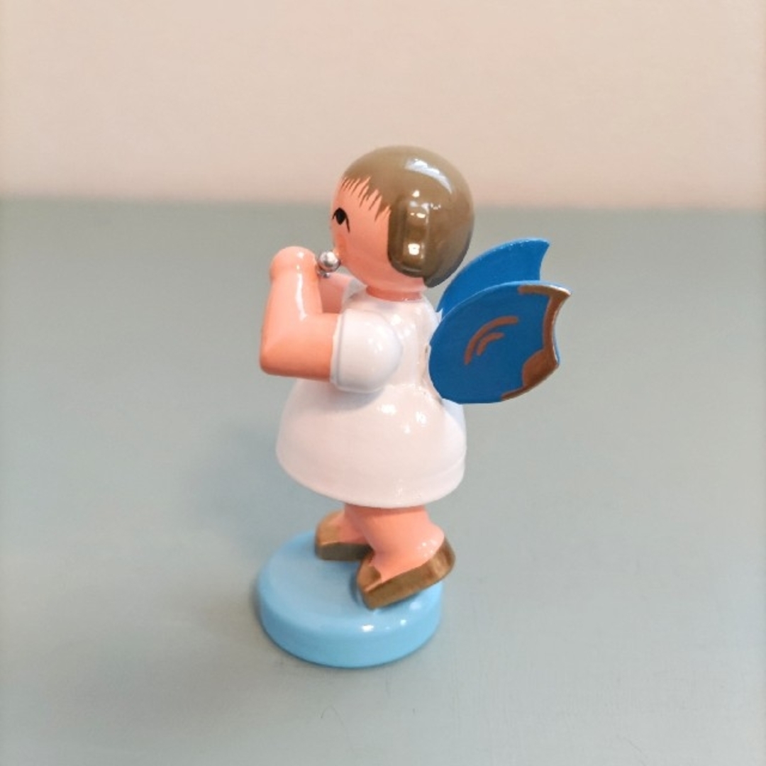 ドイツ　ミニチュア　フルートと天使　木工芸品　ドイツ雑貨　エンジェル　木製人形