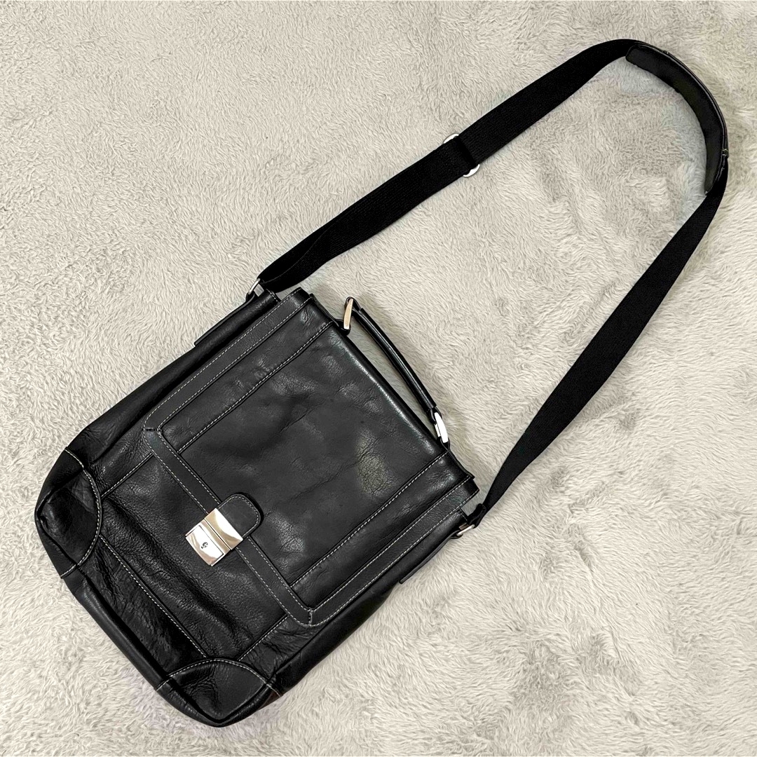 ライトニングボルト WILSONS LEATHER ショルダーバッグ 本革 ブラック