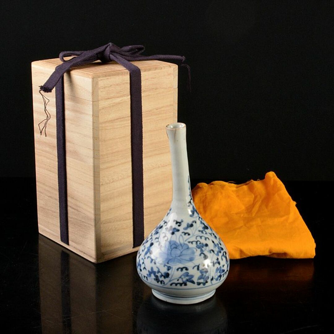 c198 古伊万里 尊式花入れ 大型 耳付き花入れ 仏具 花器 染付 仏花器
