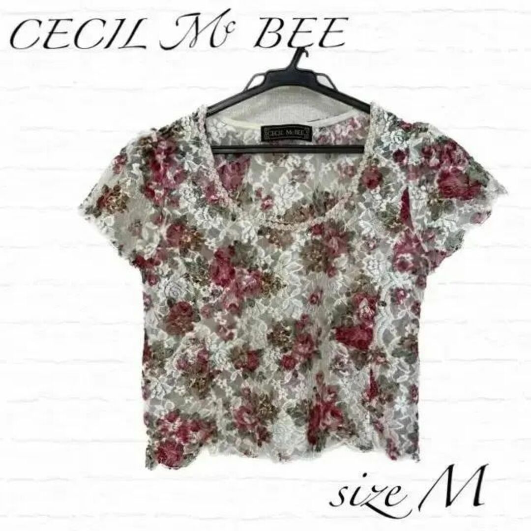 CECIL McBEE(セシルマクビー)の【美品・早い者勝ち！】CECIL McBEE　セシルマクビー花柄レーストップス レディースのトップス(シャツ/ブラウス(半袖/袖なし))の商品写真