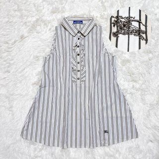 バーバリーブルーレーベル(BURBERRY BLUE LABEL)のBURBERRY BLUE LABEL　ノースリーブ　ストライプシャツ　フリル(シャツ/ブラウス(半袖/袖なし))