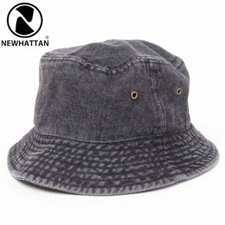 ニューハッタン(newhattan)の新品 newhattan ユニセックス デニムバケットハット ブラック SM(ハット)