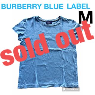 バーバリーブルーレーベル(BURBERRY BLUE LABEL)のバーバリーブルー　M   トップス　刺繍　半袖　Tシャツ　カットソー　水色(Tシャツ(半袖/袖なし))