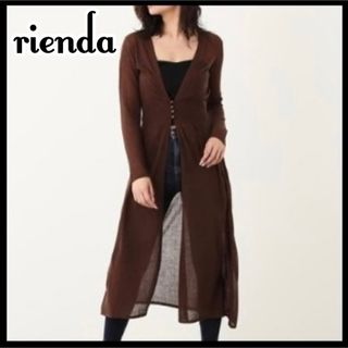 リエンダ(rienda)のrienda ブラウジング ロング ニット カーディガン ブラウン ワンピース(カーディガン)