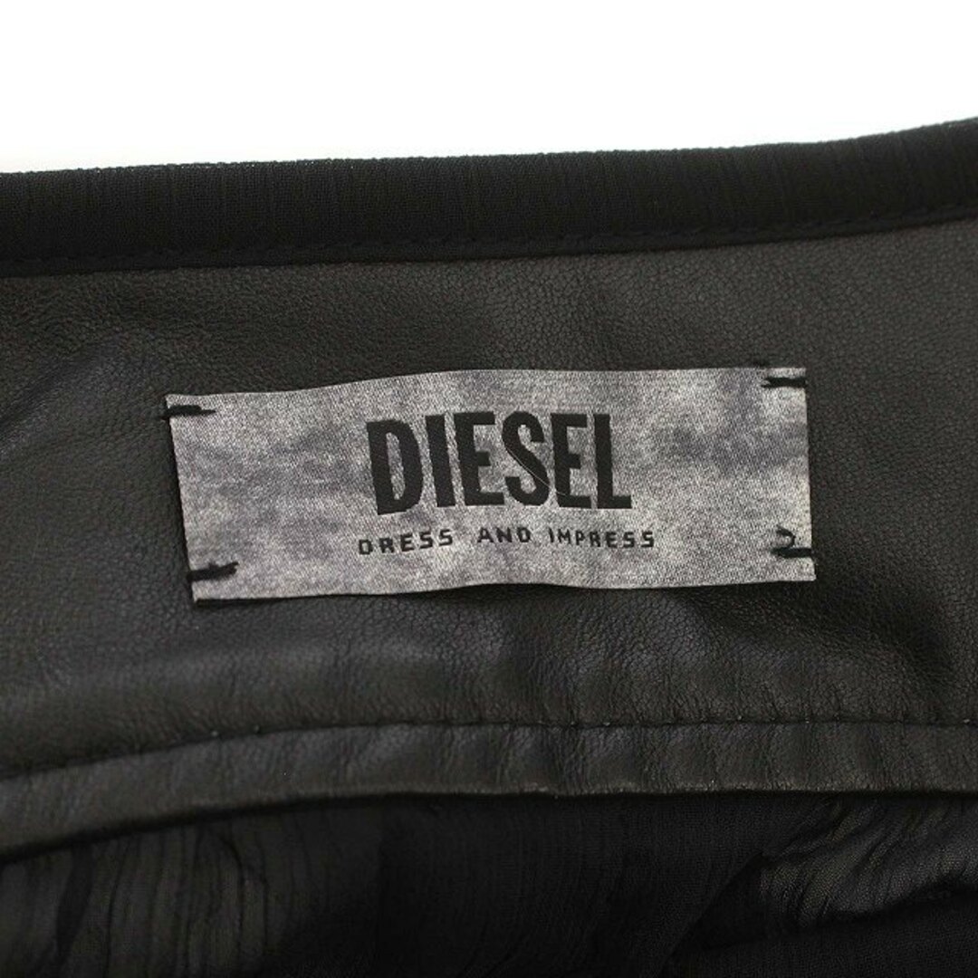 ディーゼル DIESEL レザー ジャケット ニット シフォン 切替 F 黒