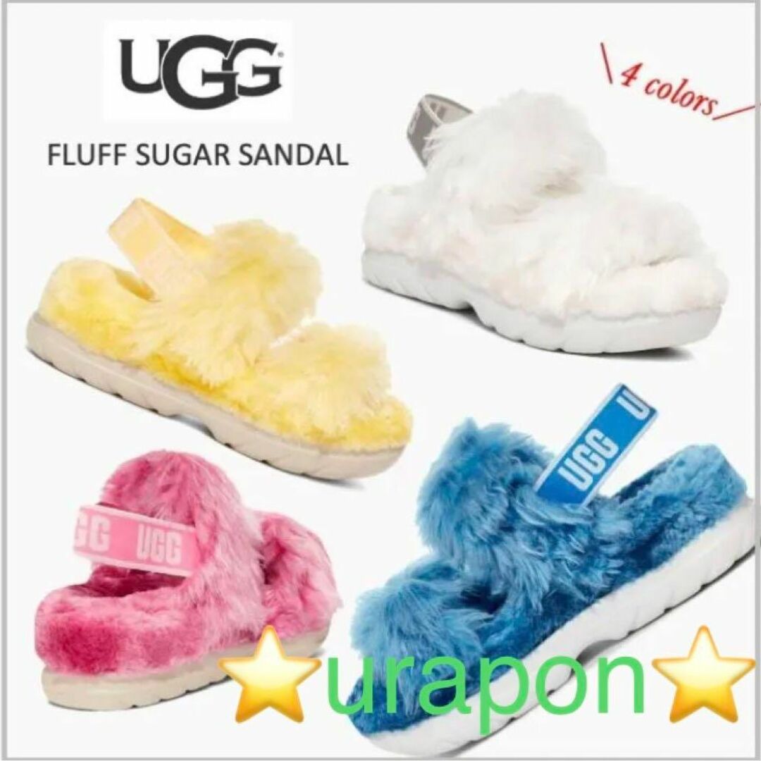 新品 UGG アグ フラッフ ファー サンダル 24㎝ エナメル 送料無料