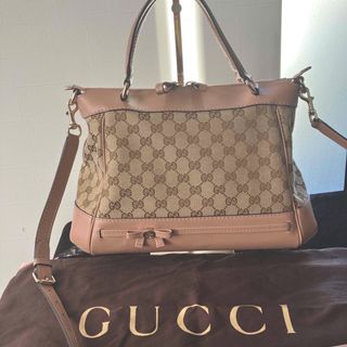 グッチ(Gucci)のGUCCI  2ウェイハンドバッグ　ショルダー付き　ベージュピンク(ハンドバッグ)