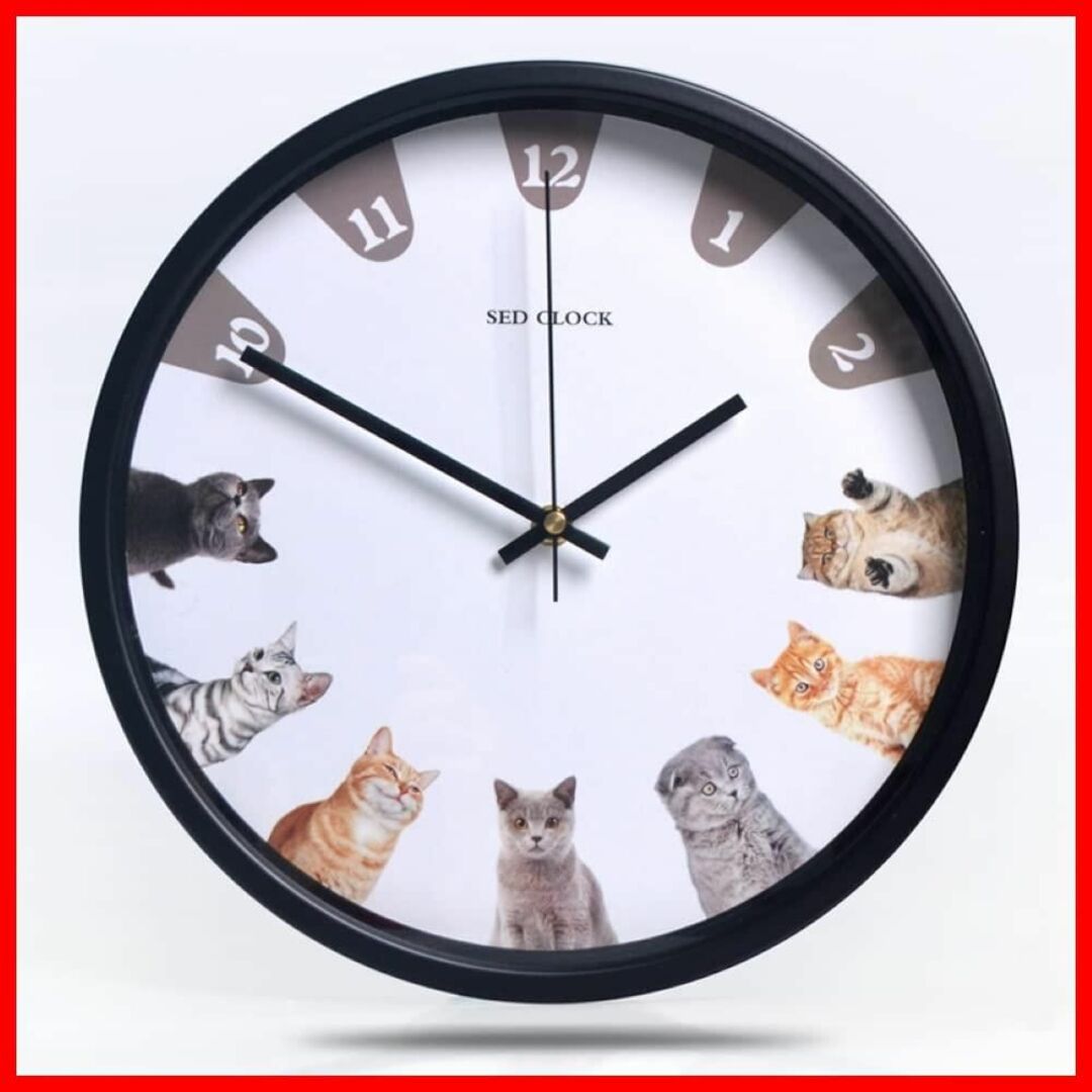 【色:Aデザイン】掛け時計 猫 子猫 おしゃれ 可愛い 壁掛け時計 インテリア