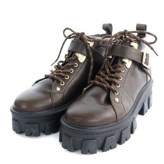 マウジー(moussy)のマウジー LACE UP TREKKING ショートブーツ レースアップ 茶(ブーツ)