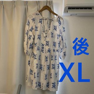 エイチアンドエム(H&M)のXL H&M 花柄 ミニワンピース(ミニワンピース)