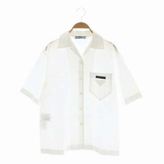 プラダ(PRADA)のプラダ トライアングルロゴポケット開襟シャツ 半袖 前開き コットン 36 白(シャツ/ブラウス(半袖/袖なし))