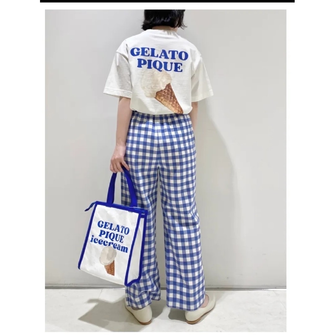 gelato pique(ジェラートピケ)の新品 アイスクリーム バックプリント Tシャツ ＆ギンガムチェック長ズボン レディースのルームウェア/パジャマ(パジャマ)の商品写真