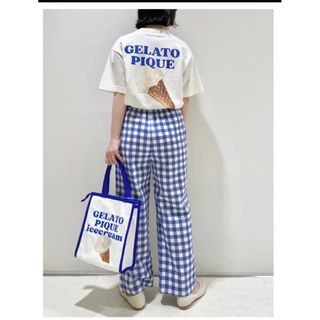 ジェラートピケ(gelato pique)の新品 アイスクリーム バックプリント Tシャツ ＆ギンガムチェック長ズボン(パジャマ)