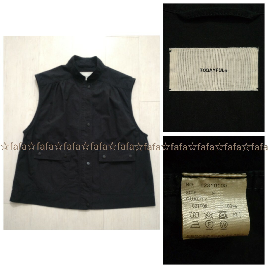 TODAYFUL - '23 TODAYFUL Flappocket Cotton Vest ベスト黒の通販 by