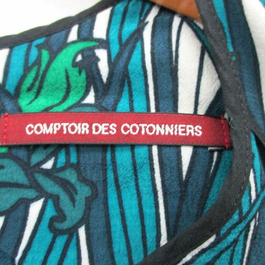 Comptoir des cotonniers(コントワーデコトニエ)のコントワーデコトニエ ワンピース ノースリーブ ミニ 花柄 36 グリーン 緑 レディースのワンピース(ミニワンピース)の商品写真