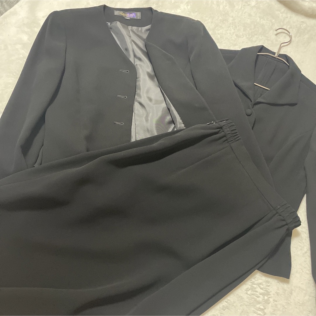 美品 TOKYO SOIR 東京ソワール フォーマル セットアップ 黒 15号