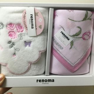 レノマ(RENOMA)のrenoma 花柄 ハンカチ ギフトセット ラッキーモチーフ入 BOX付き 新品(ハンカチ)