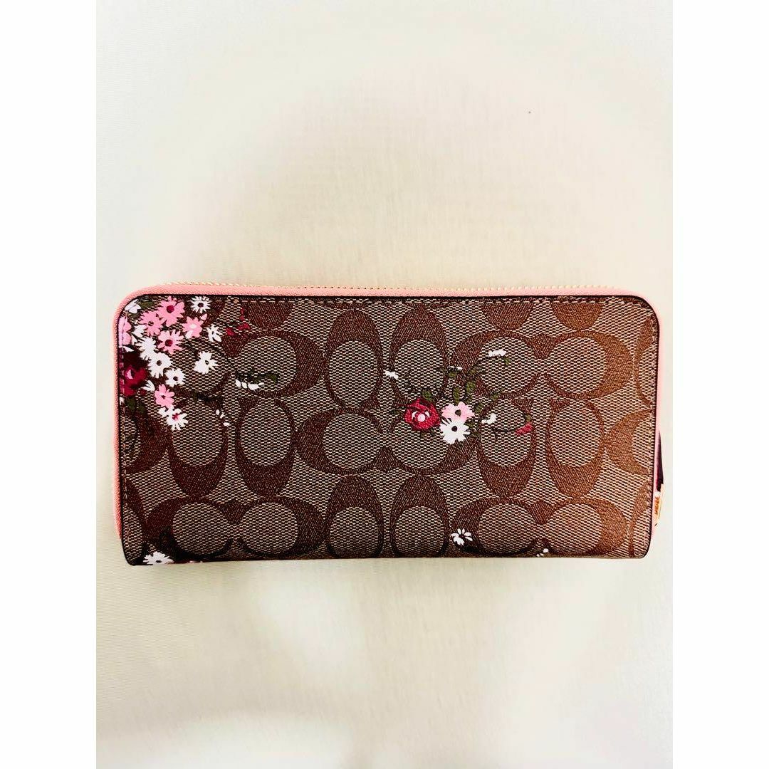 Aランク 【新品】COACH 長財布 ラウンドファスナー フローラル
