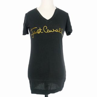 ジャストカヴァリ(Just Cavalli)のジャストカヴァリ Vネック ロゴ プリント Tシャツ カットソー XXS 黒(Tシャツ(半袖/袖なし))