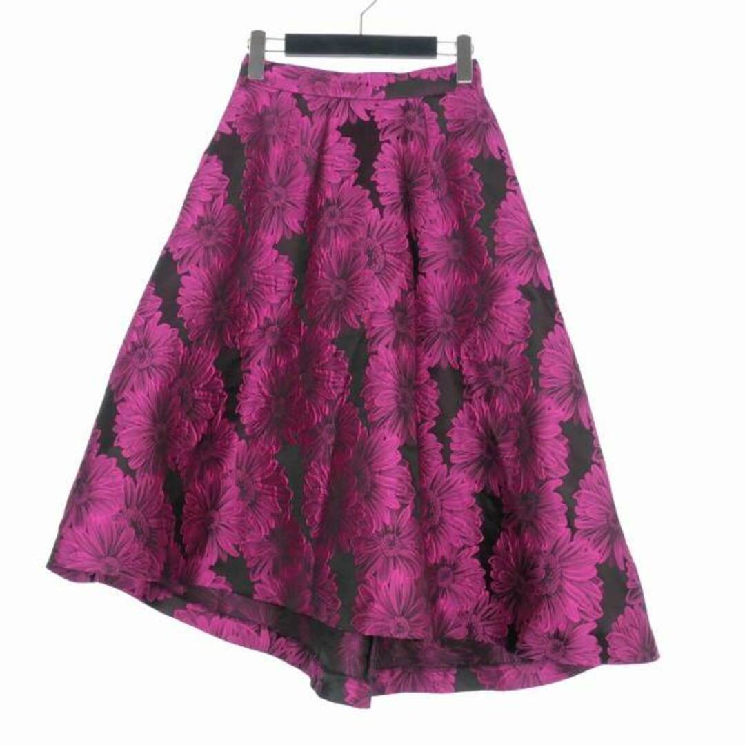 Mystrada(マイストラーダ)のマイストラーダ 花柄 刺繍 アシンメトリー スカート 36 ピンク ブラック 黒 レディースのスカート(ロングスカート)の商品写真