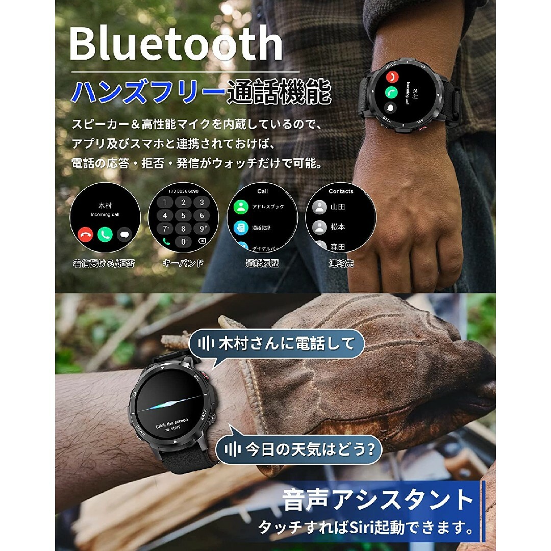 ⌚スマートウォッチ⌚軍用規格 1.39インチ 丸型 黒 ブラック 通話機能の通販 by KEI's shop｜ラクマ