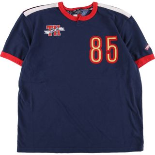 トミーヒルフィガー(TOMMY HILFIGER)の古着 90年代 トミーヒルフィガー TOMMY HILFIGER JEANS 半袖 プリントTシャツ リンガーTシャツ メンズXL ヴィンテージ /eaa345558(Tシャツ/カットソー(半袖/袖なし))