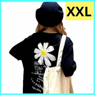 デイジー ビックシルエット　バックプリント Tシャツ 半袖 ブラック XXL(Tシャツ(半袖/袖なし))