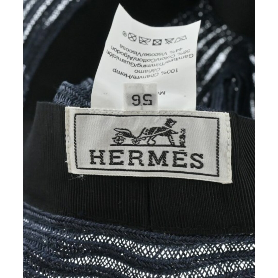 Hermes(エルメス)のHERMES エルメス ストローハット 56 紺 【古着】【中古】 レディースの帽子(麦わら帽子/ストローハット)の商品写真