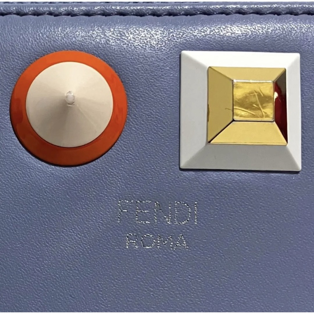 【希少】FENDI　フェンディ　長財布　レザー　レインボースタッズ　キシガラス