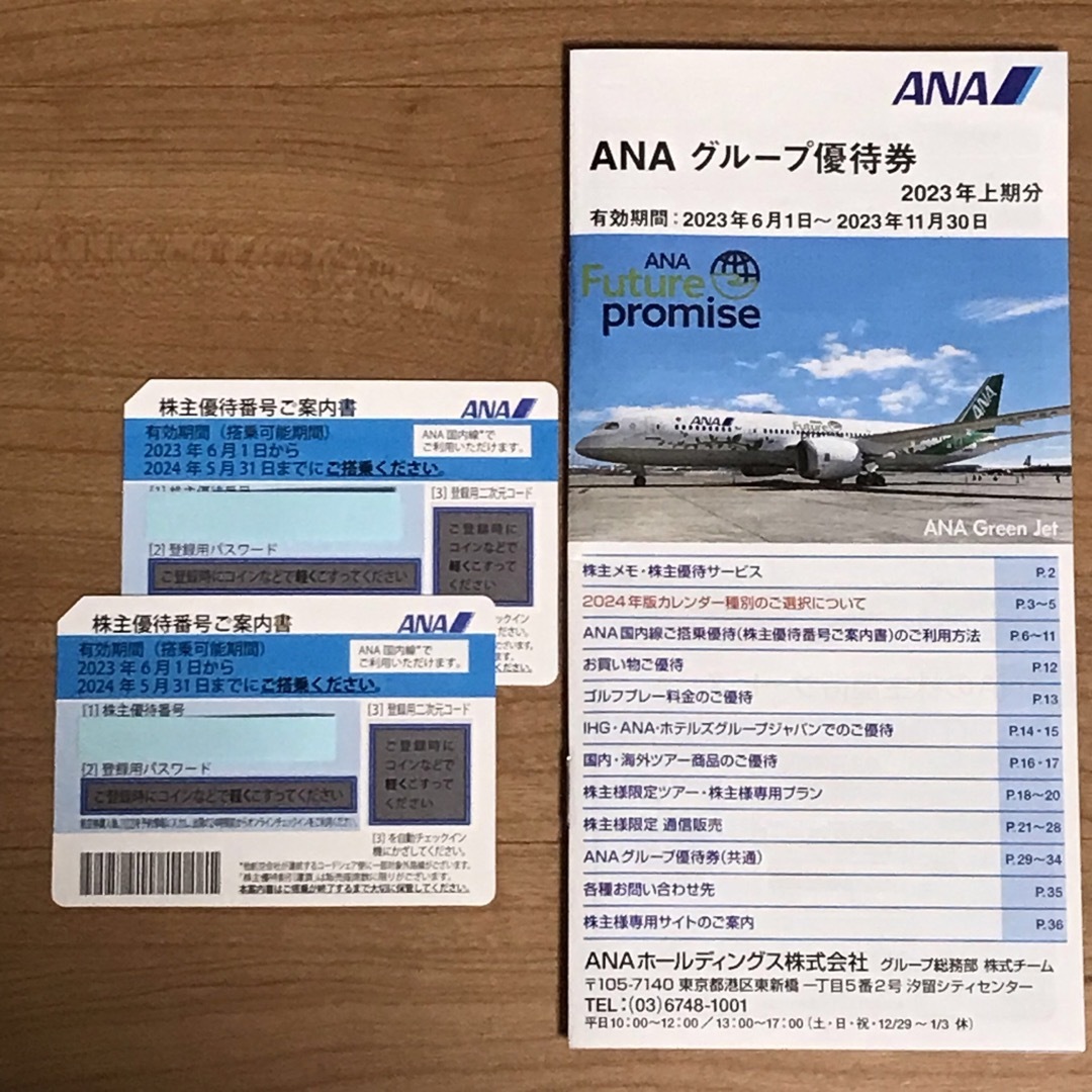 ANA(全日本空輸)(エーエヌエー(ゼンニッポンクウユ))のANA株主優待券　２枚組 チケットの乗車券/交通券(航空券)の商品写真