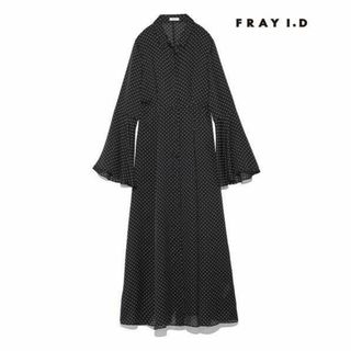 フレイアイディー(FRAY I.D)の美品 FRAY I.D フレアスリーブロングワンピース ドット(ロングワンピース/マキシワンピース)