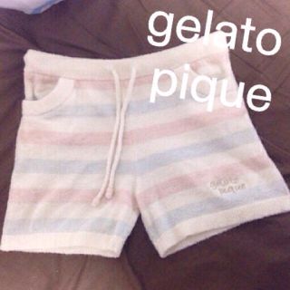 ジェラートピケ(gelato pique)のピケ☆モコモコボーダーショートパンツ(ルームウェア)