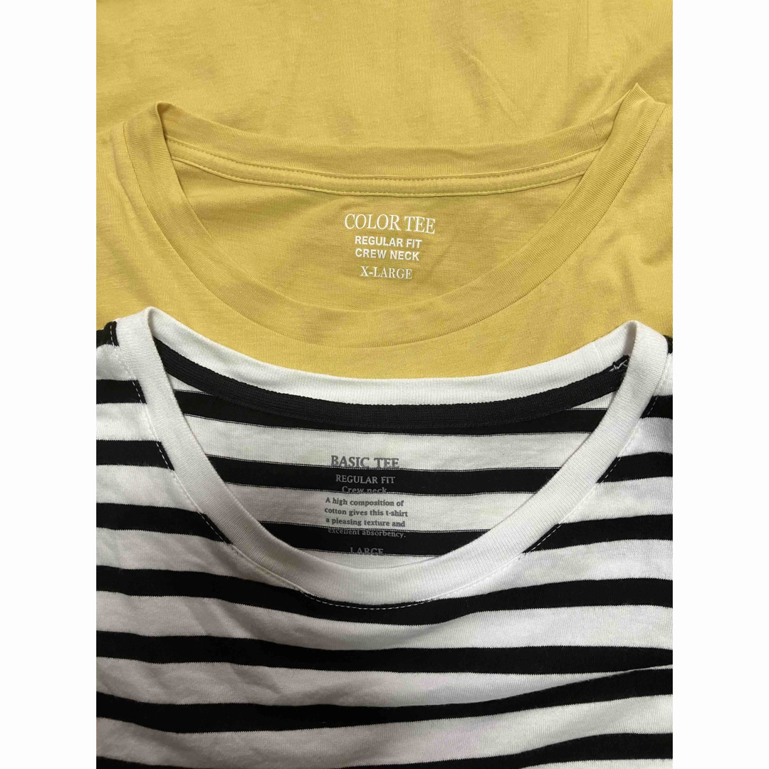 GU(ジーユー)のGU Tシャツ 2点セット イエロー＆白と黒のボーダー レディースのトップス(Tシャツ(半袖/袖なし))の商品写真