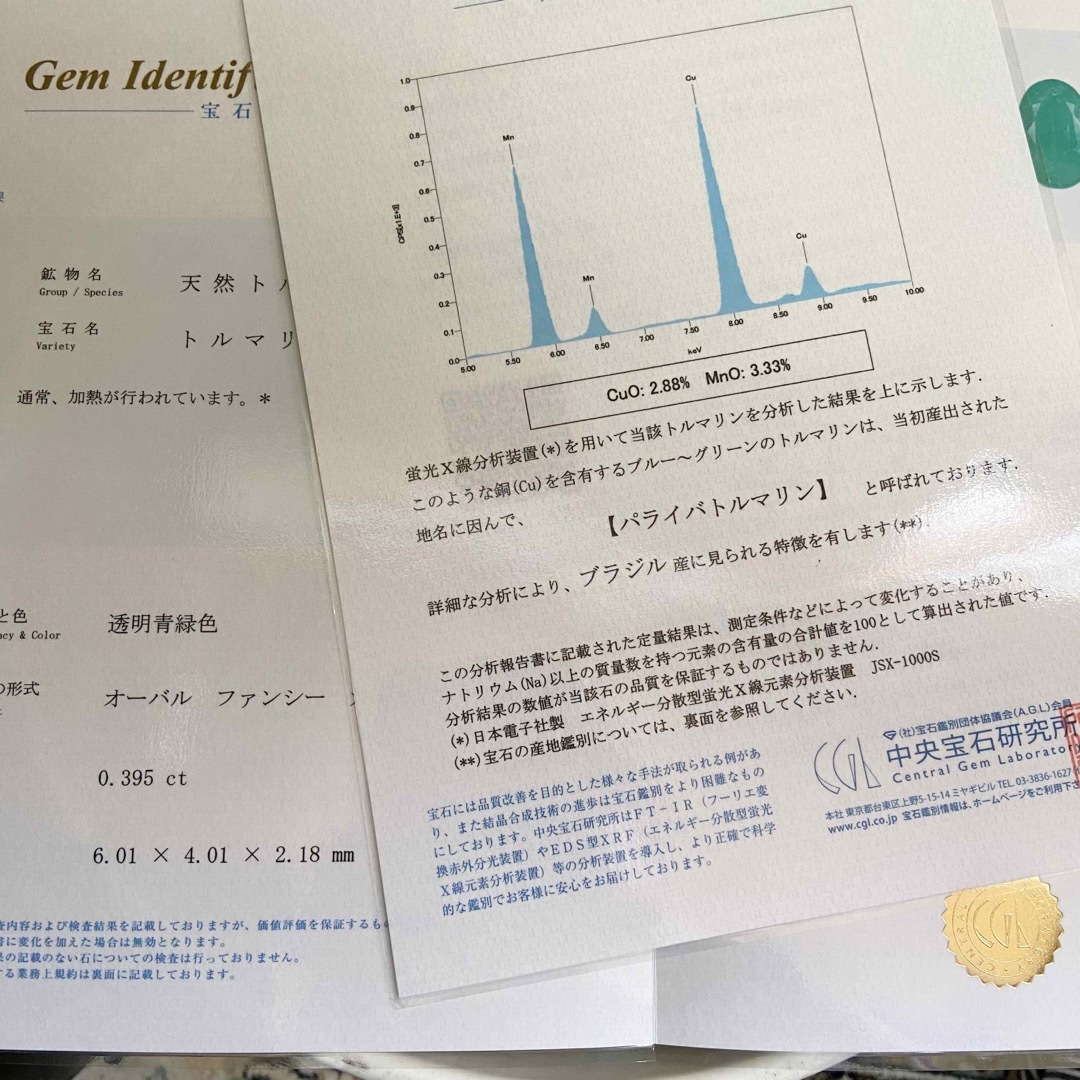 桜舞う季節 天然 パライバトルマリン ダイヤモンド 計0.64ct PT 中宝研