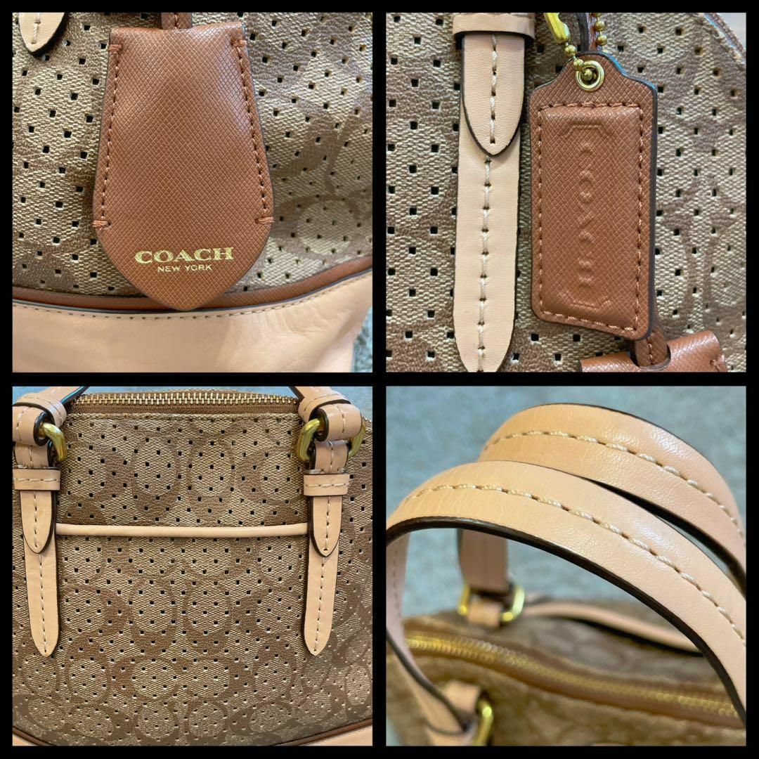 COACH(コーチ)の美品✨【COACH】ドーム型　ペイトン シグネチャー パフォレイテッドバッグ レディースのバッグ(ハンドバッグ)の商品写真