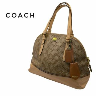 コーチ(COACH)の美品✨【COACH】ドーム型　ペイトン シグネチャー パフォレイテッドバッグ(ハンドバッグ)