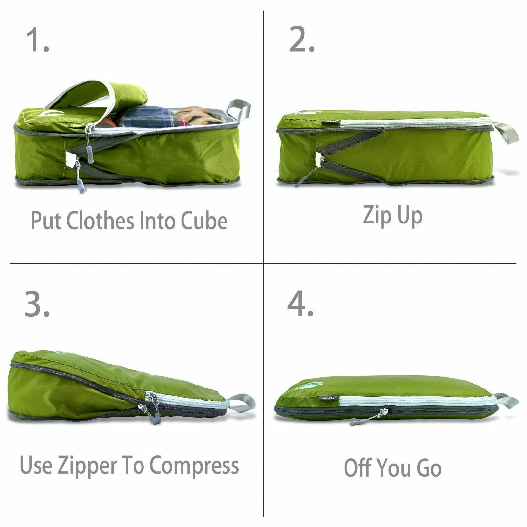 Cipway アィテム収納に最適、超軽量、拡大可能圧縮可能な旅行収納袋セットグリ
