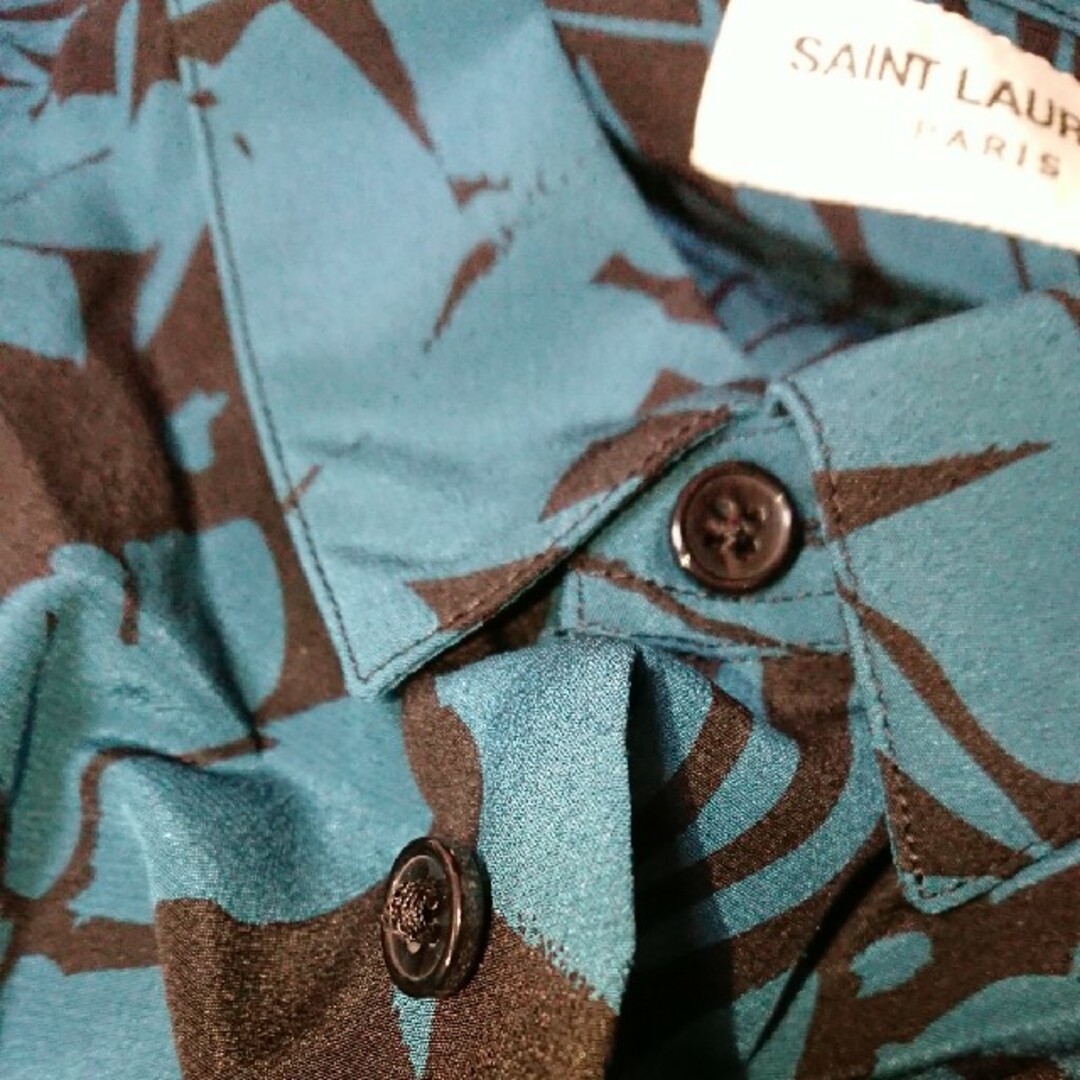 【極美品】SAINT LAURENT サンローラン シルクシャツ【ボタニカル柄】