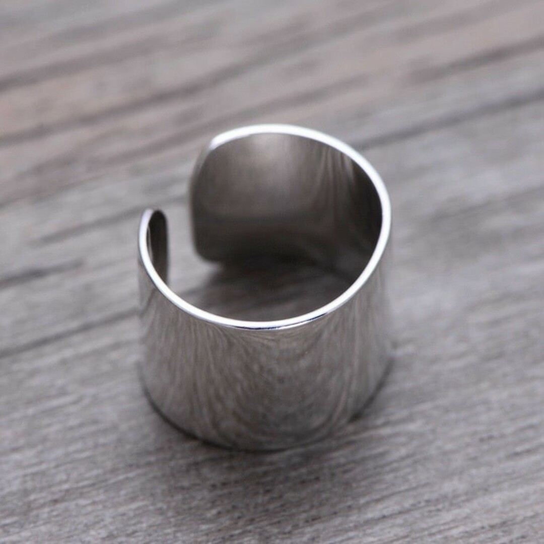 (1111) 14mm幅 平打ち 幅広 極太 サージカルステンレス リング 指輪 レディースのアクセサリー(リング(指輪))の商品写真