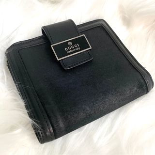 グッチ(Gucci)のGUCCI グッチ 三つ折りレザー長財布 折り畳みウォレット ブラック イタリア(折り財布)