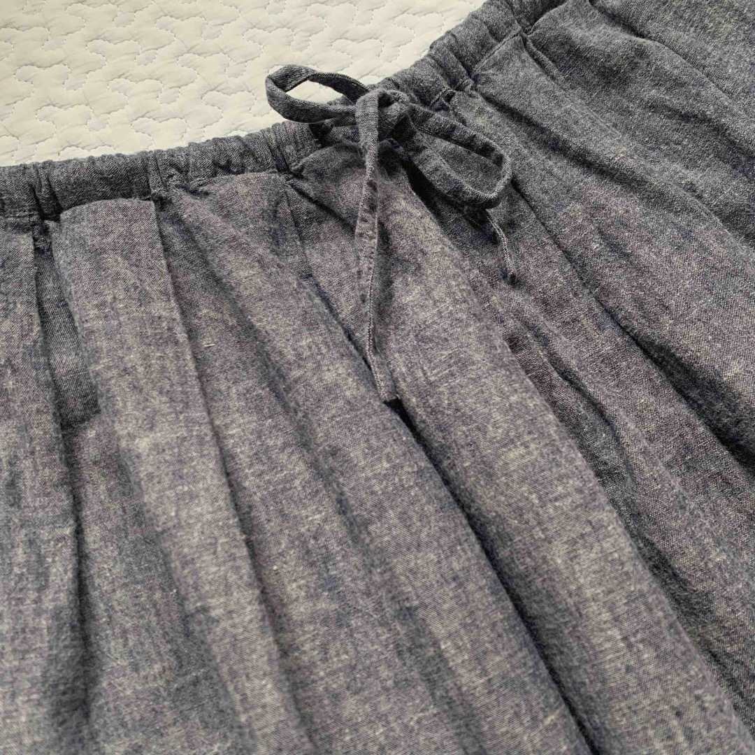MUJI (無印良品)(ムジルシリョウヒン)の【美品】MUJI  無印  リネンギャザースカート  サイズS レディースのスカート(ひざ丈スカート)の商品写真