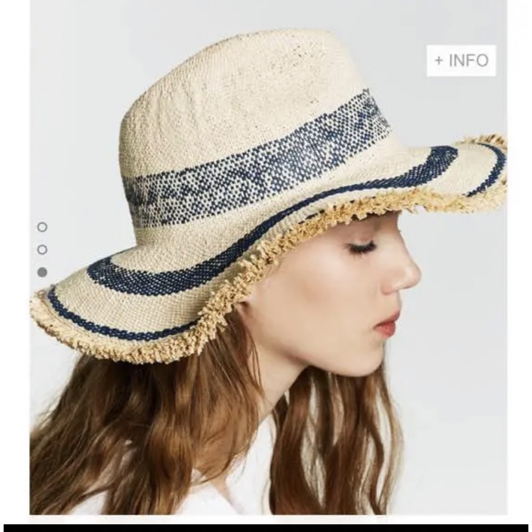 ZARA(ザラ)のZARA 新品 ストライプ デザイン ハット HAT 麦わら 帽子 ストロー レディースの帽子(麦わら帽子/ストローハット)の商品写真