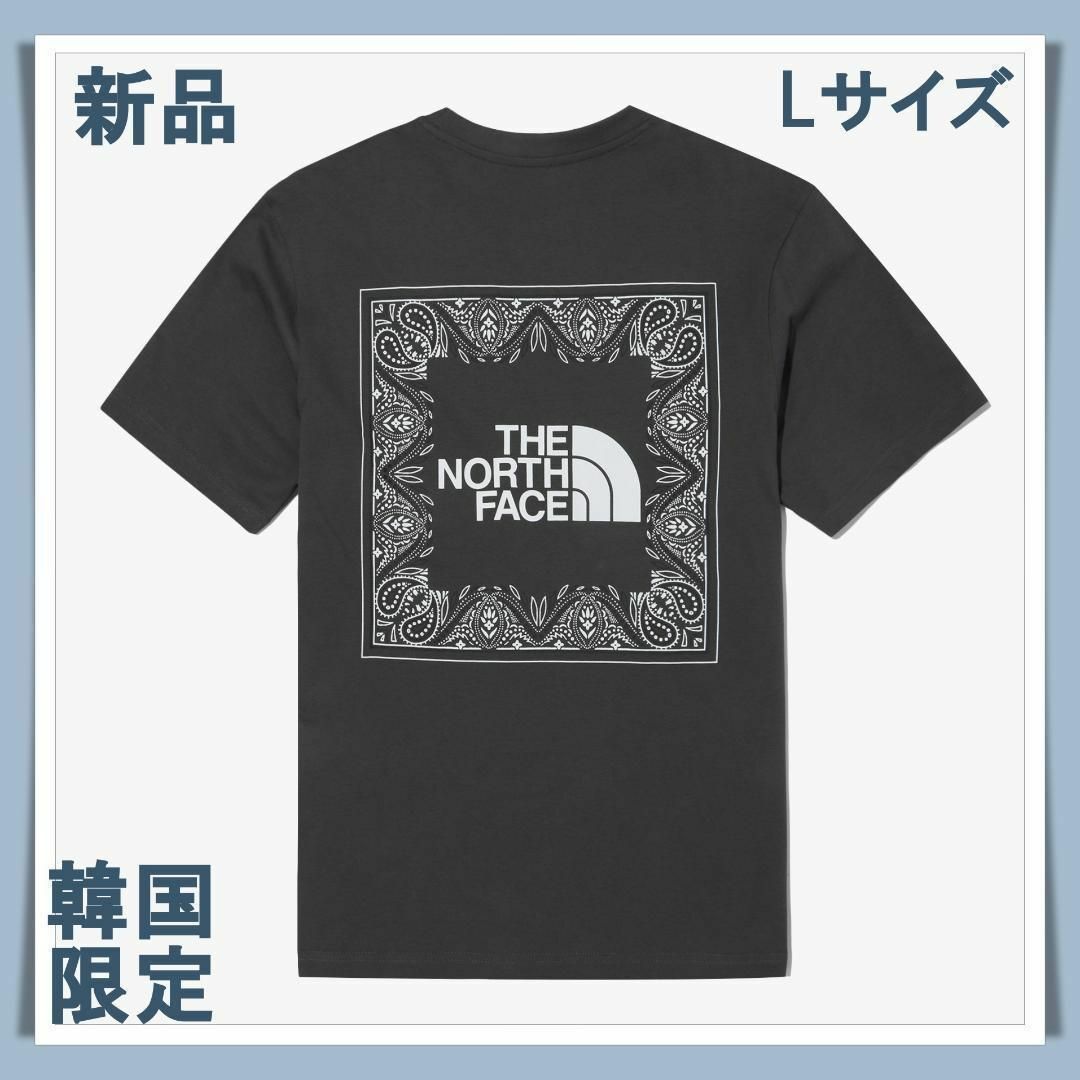 NT7UN48Eカラー【韓国限定】ノースフェイス Tシャツ バンダナ柄 チャコールグレー