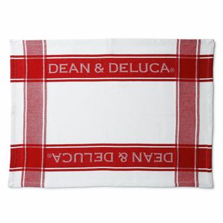 【色: レッド】DEAN&DELUCA ティータオル レッド 大判 ロゴ入り キ(その他)