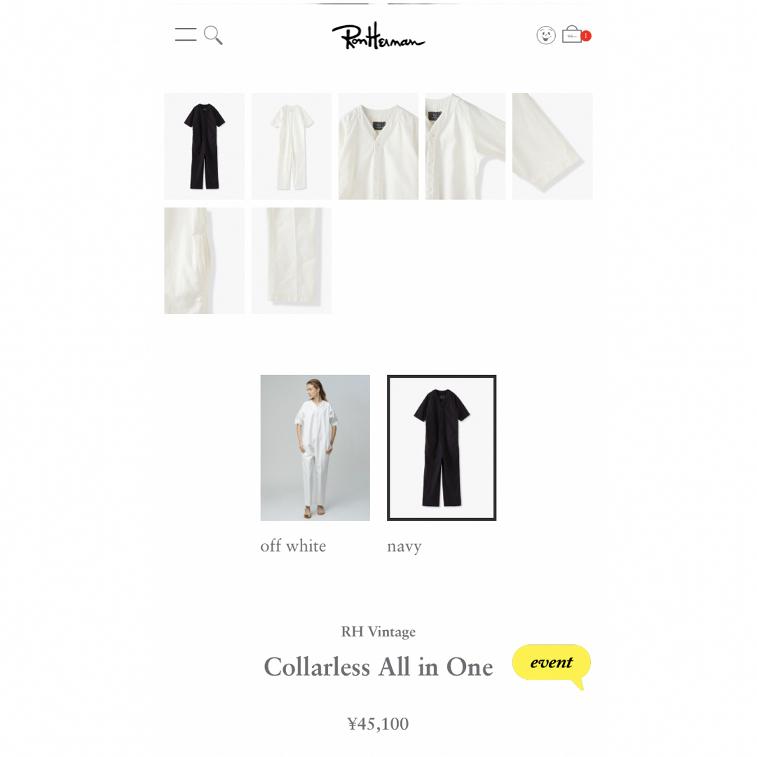 Ron Herman - 新品タグ付き RH Vintage Collarless All in One の通販