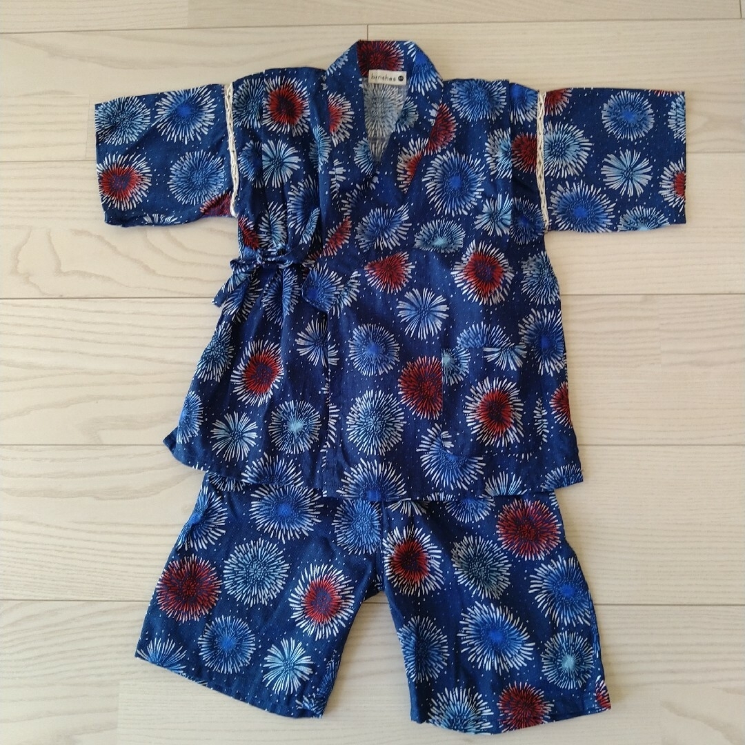 Branshes 【美品】甚平 花火柄 青 110の通販 by mikko 美品‼︎ ブランシェス 甚平