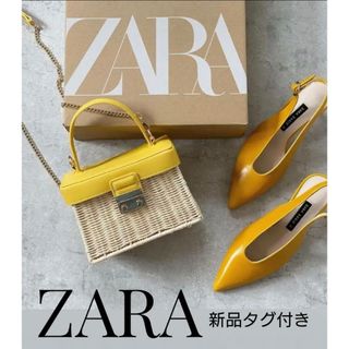 ザラ(ZARA)のタグ付き新品✨ZARAザラ　人気 売り切れ カゴバッグ イエローミニショルダー(かごバッグ/ストローバッグ)